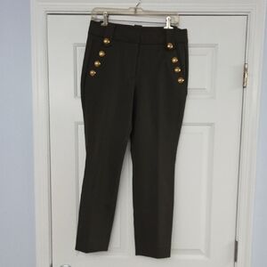 WHBM Women's Green Pants with Gold Buttons